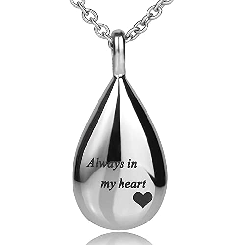 Urn Necklaces for Ashes, Cremation Necklack for Ashes, Urn Necklaces for Ashes for Women, Cremation Jewelry Locket Stainless Steel Keepsake Waterproof Memorial Pend… silver drop pendant