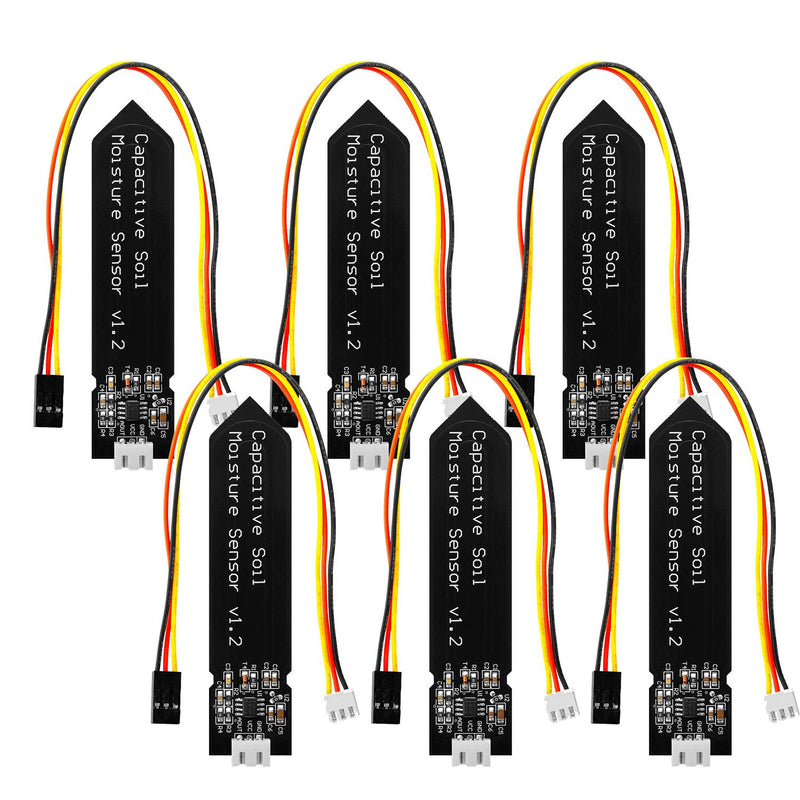 Aideepen 6 Pieces Soil Moisture Sensor Hygrometer Module V1.2 Capacitive Corrosion Resistant Module for Plant Watering DIY Kits 6PCS