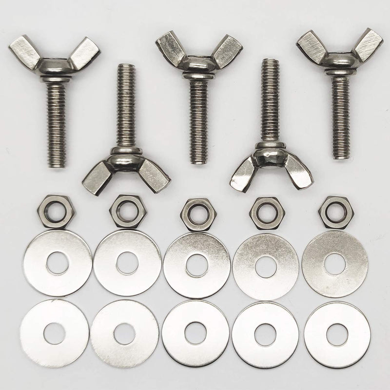 [Australia - AusPower] - M6-1.0x25mm Wing Bolt with Washers Hex Nuts Wing Screw Stainless Steel Butterfly Bolt Screw Thumb Hand Screws 5Sets M6-1.0x25mm 