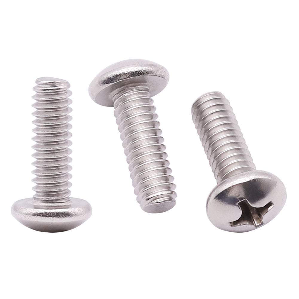 #10-32 x 3/4" inch (50 pcs) Phillips Pan Head Machine Screw Bolt, 304 Stainless Steel 18-8 Rounded Head Screws, UNF Full Thread, Bright Finish #10-32 x 3/4" 50