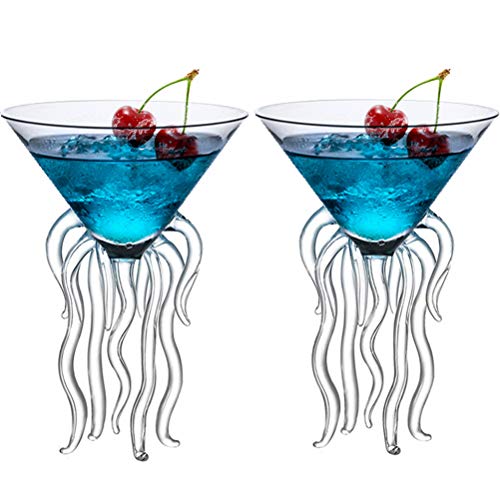 GAOGAO Octopus Cocktail Glass Creative Drinkware Bar Goblet Tools Snifters (Huge 2 Transparent) 8.5 Ounces Huge 2 Transparent (250ml)