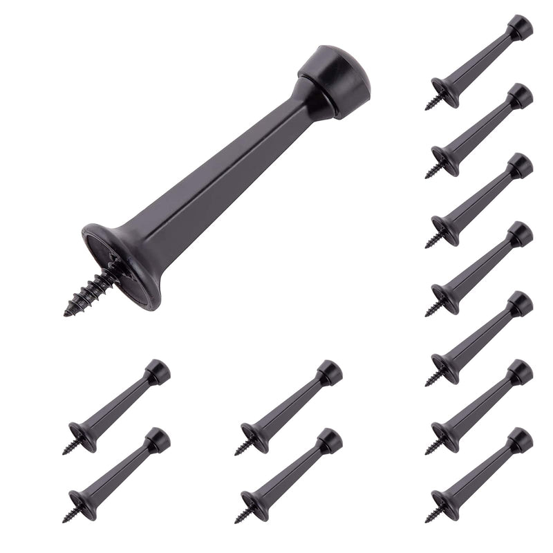 [Australia - AusPower] - HOME MASTER HARDWARE 12-Pack Heavy Duty Solid Rigid Door Stop - 3" Door Stopper with Matte Black Finish and Plastics Tip for Wall and Door Protection 12pack 