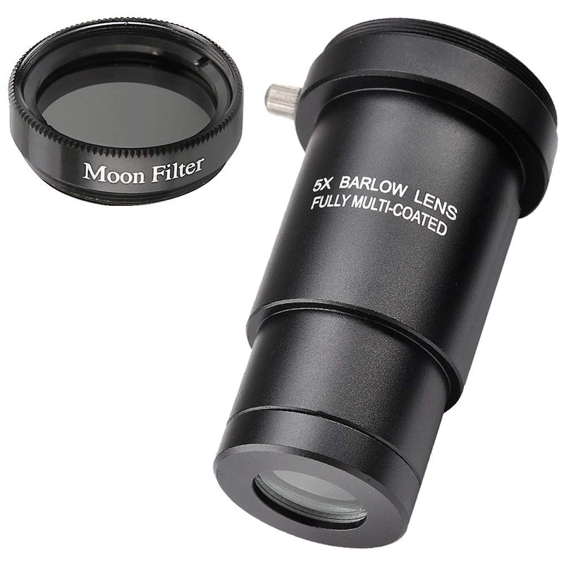 [Australia - AusPower] - 1.25-inch 5X Barlow Lens & Moon Filter Kit-for Telescope Eyepieces 