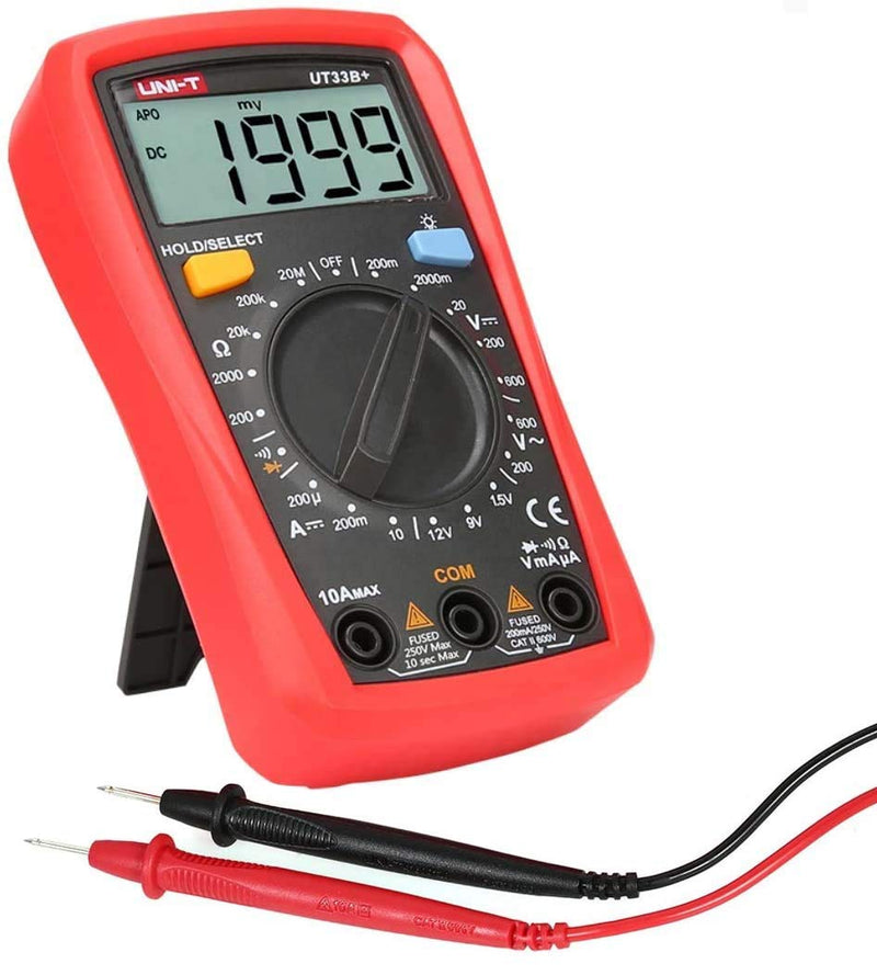 [Australia - AusPower] - UNI-T UT33B+ LCD Digital Multimeter Handheld DC/AC Voltage DC Current Meter Resistance Tester Voltmeter Ammeter 
