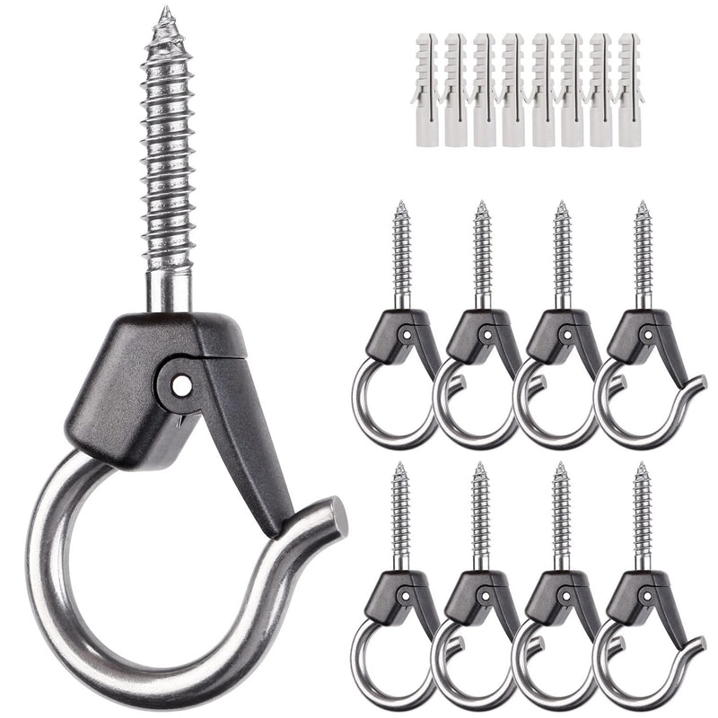 [Australia - AusPower] - BeneLabel Wall Mount Ceiling Hooks with Safety Buckle - Plant Hanger Hooks - Outdoor Hanging Brackets for Hanging Plants, Lights, Wind Chimes & More - Rust Proof and Wind Proof 8pcs 8 PCS 