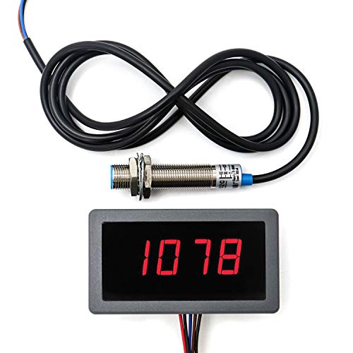 QWORK 4 Digital LED Display RPM Speed Meter Panel Inductive Hall Effect Sensor NPN Proximity Switch