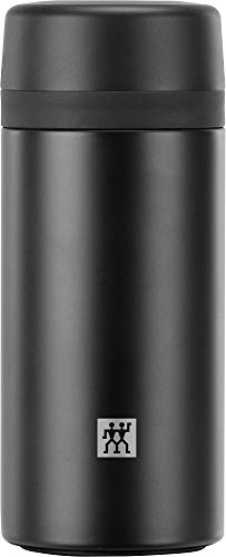 Zwilling Thermo Thermos Flask, Integrated Filter Insert, Vacuum Flask for Tea & Infused Water, Double Wall Insulation, 420 ml, Height: 17,2 cm, Black 14.2 Ounces