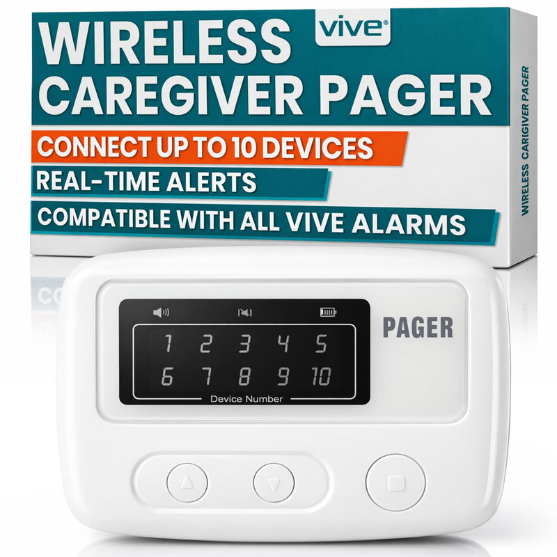[Australia - AusPower] - Vive Wireless Caregiver Pager - Nurse Alert for Dementia Patients - Smart Portable Medical System for Caretaker - Connects to Call Button, Door, Window, Bed, Chair, Floor Alarm Pads Alert Pager 