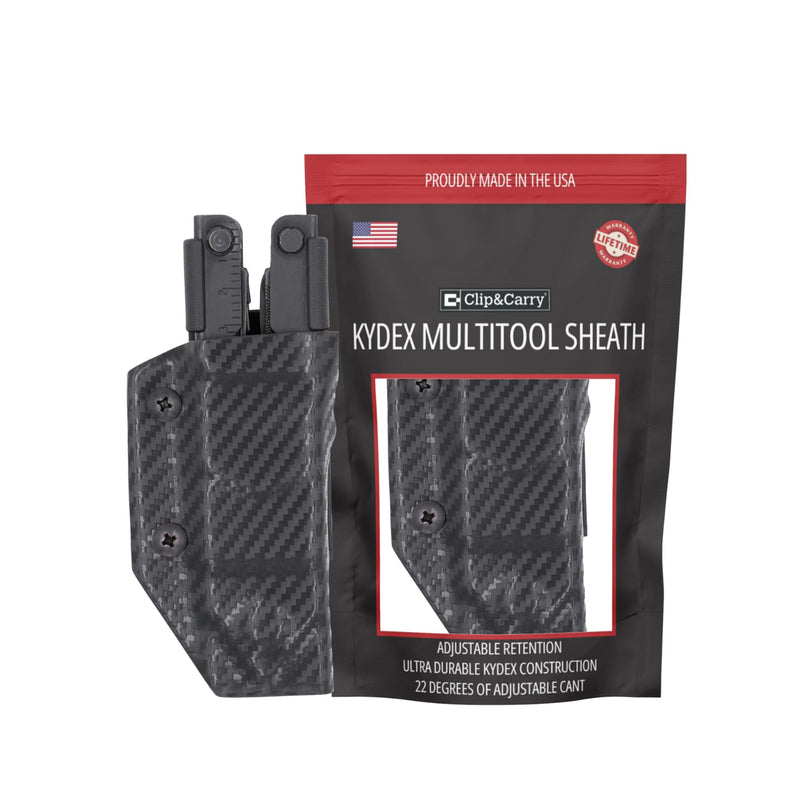 Clip & Carry Kydex Multitool Sheath for Gerber MP600 ~Fits bluntnose & needlenose Models~ Made in USA (Multi-Tool not Included) Multi Tool Holder Holster CF Black
