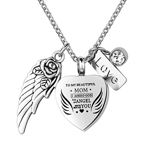 Heart Cremation Jewelry for Ashes Urn Pendant Necklace to My Beautiful Wife Daughter Gramdma Mom