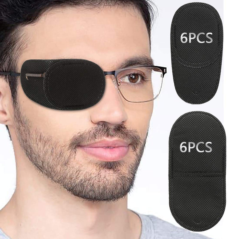 [Australia - AusPower] - Eye Patches for Adults Kids 12 Piece Patch Glasses Treat Lazy Amblyopia Strabismus Left or Right Eyes (Black) Black 