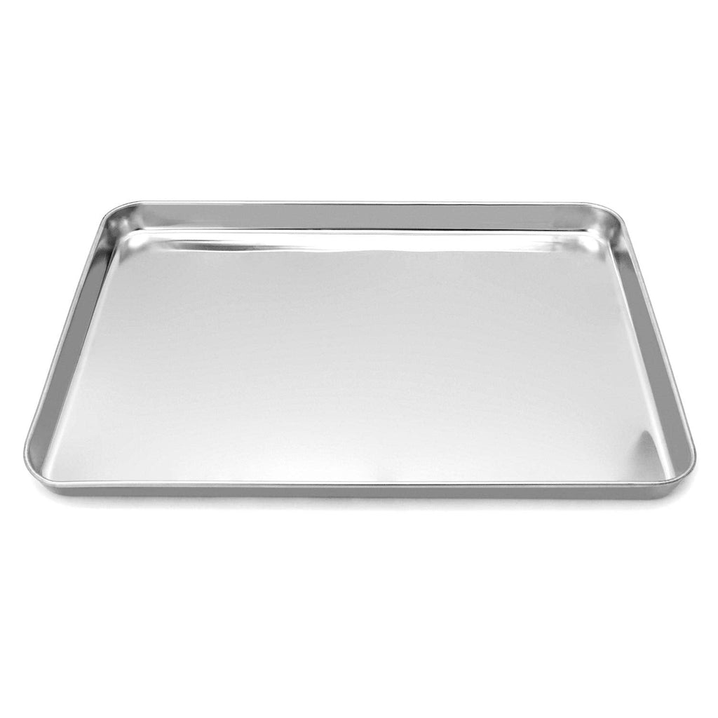 QWORK Stainless Steel Surgical Tray, for Medical Instruments, Tattoo, Surgical Supplies, 15 3/4"×11-13/16"×1", Flat Bottom Tray 15-3/4"×11-13/16"×1" 1 Pack