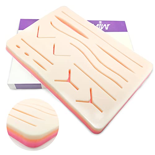 Suture Practice Pad Suture Exercise Board Silicone Seam Pads 3 Layers with Pre-Cut Wounds for Medical Students Veterinarians Nurses Silicone Seam Pad Silicone Sewing Pad 14 Wound Pad