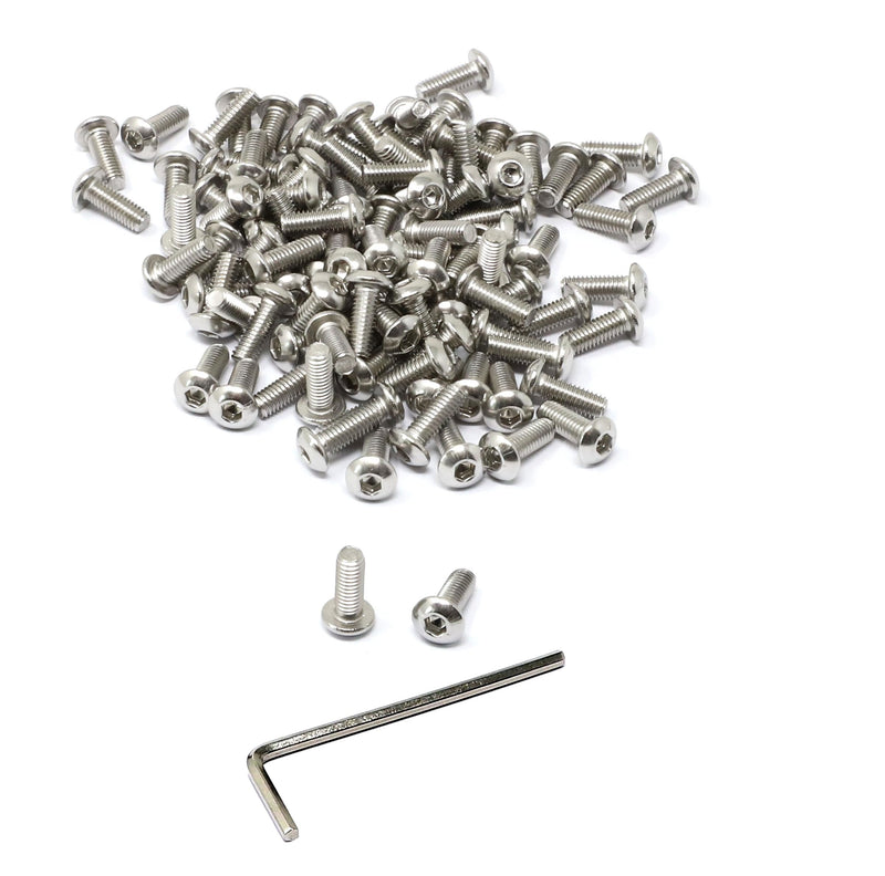 [Australia - AusPower] - iexcell 100 Pcs M3 x 8mm Thread Pitch 0.5 mm Stainless Steel 304 Hex Socket Button Head Cap Screws Bolts Kit 