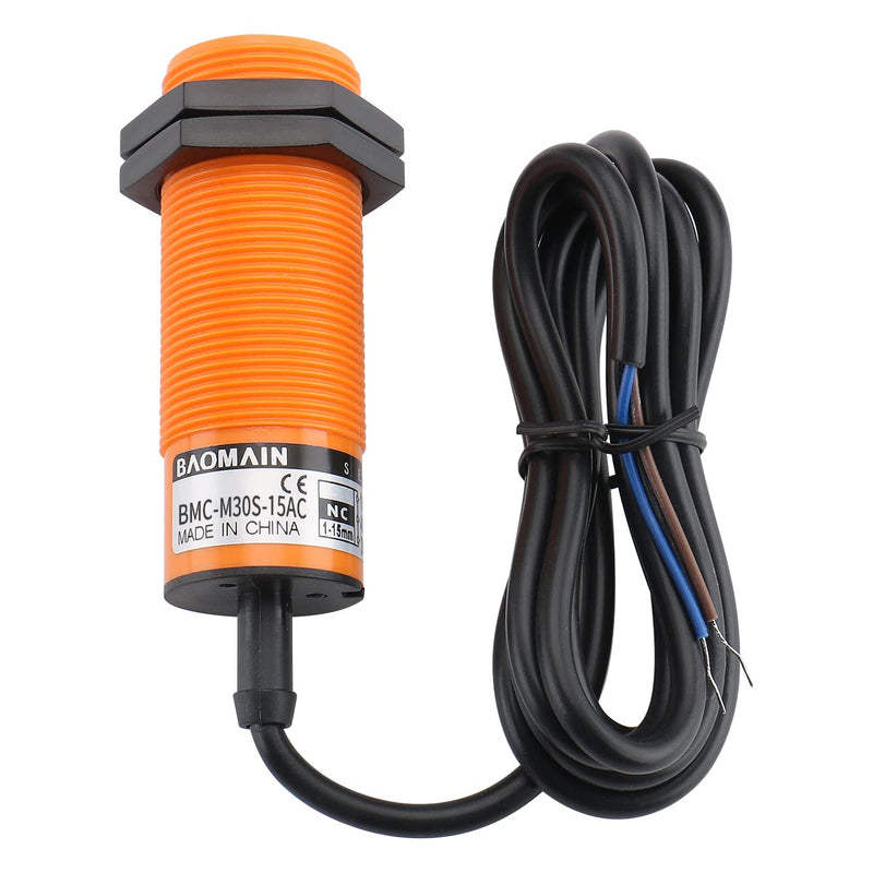 [Australia - AusPower] - Baomain Capacitive Proximity Sensor, Cylindrical M30 Plastic, Sn 15 mm, 220V, NC Contacts, Cable 2 mm, 2-wire BMC-M30S-15AC 