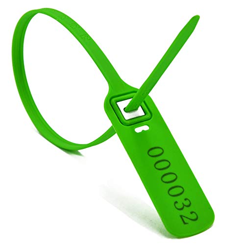 [Australia - AusPower] - Heavy Duty Plastic Truck-Trailer Seals Numbered Security Tags Safety Ties Pull-Tight Pad-Locks Cable Pull Ties - Straps, Metal Insert Clip Lock, Length 400 mm 15.8" (Green, 100 PCS) Green 