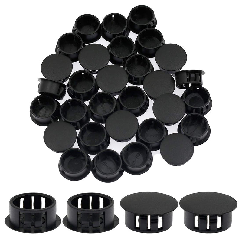 [Australia - AusPower] - 30PCS 19mm (3/4") Black Hole Plugs Plastic Flush Type Hole Plugs Snap in Locking Hole Tube, Furniture Fencing Post Pipe Insert End Caps (Black) 19mm (3/4") 