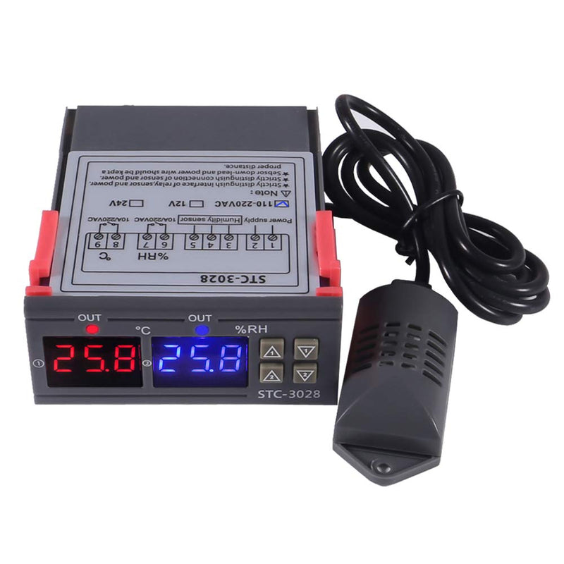 [Australia - AusPower] - STC-3028 AC 110-220V 10A Digital Temperature Controller Dual Display Thermostat Thermoregulator Heating Cooling Switch Digital Hygrometer with SHT20 Probe (AC 110-220V) 