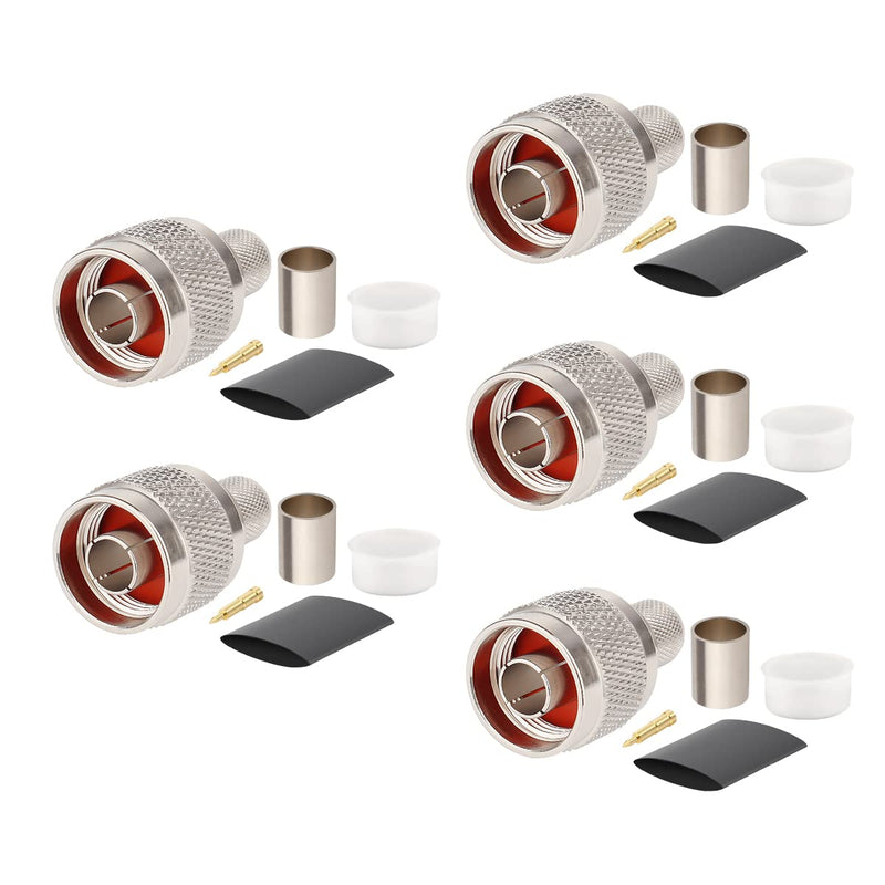 [Australia - AusPower] - XRDS -RF 5 Pack N Male Crimp Connector 50 ohm N Male Plug Rf Crimp Connector for LMR400 Belden 9913 RG8 