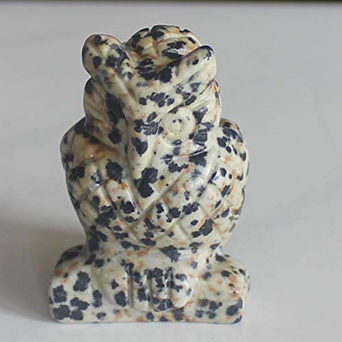 1.5'' Hand Carved Mixed gemstome Crystal owl Animal Figurine Animal Carving (Dalmation Jasper) Dalmation Jasper