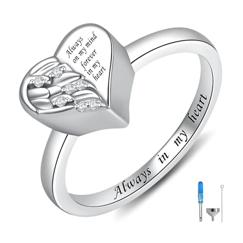 Heart Angel Wing Urn Rings for Ashes Cremation Jewelry for Women Gift 9