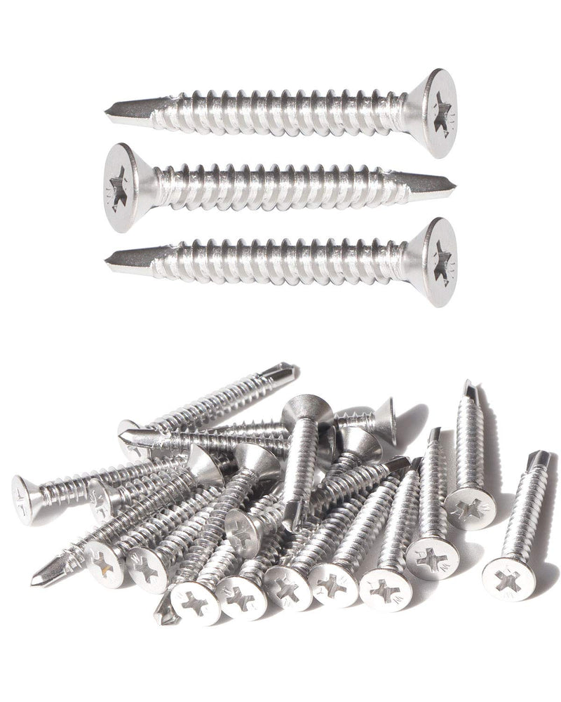 [Australia - AusPower] - Stainless Steel Sheet Metal Screws #12 x 1-1/2 Inch 25pcs, Self Drilling Flat Head Phillips Stainless Steel 410 Screws Standard Thread Teks Screws for Wood to Metal Stud by IMSCREWS #12 x 1-1/2" 25 