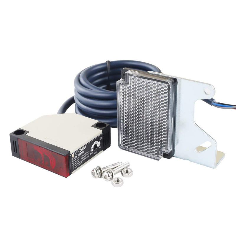 [Australia - AusPower] - Indoor Wall Mounted Photoelectric Beam Sensor E3JK-R4M1 12-240VDC 24-240VAC Retroreflective photoelectric Sensor Switch Proximity Switch 2M Cable Induction 3M 