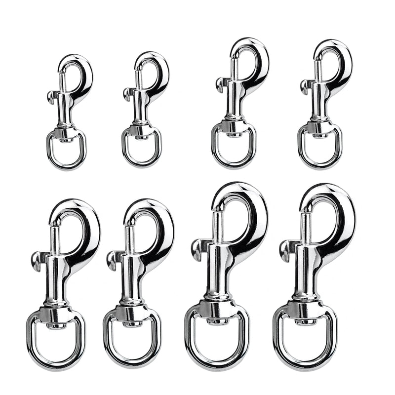 [Australia - AusPower] - Trigger Clips Clasp, 8Pcs 4Size Swivel Snap Hooks 360° Swivel Trigger Snap Hooks for Pet Buckle Carabiner Keyring Home Outdoor Camping Picnic Heavy Duty (Round) 