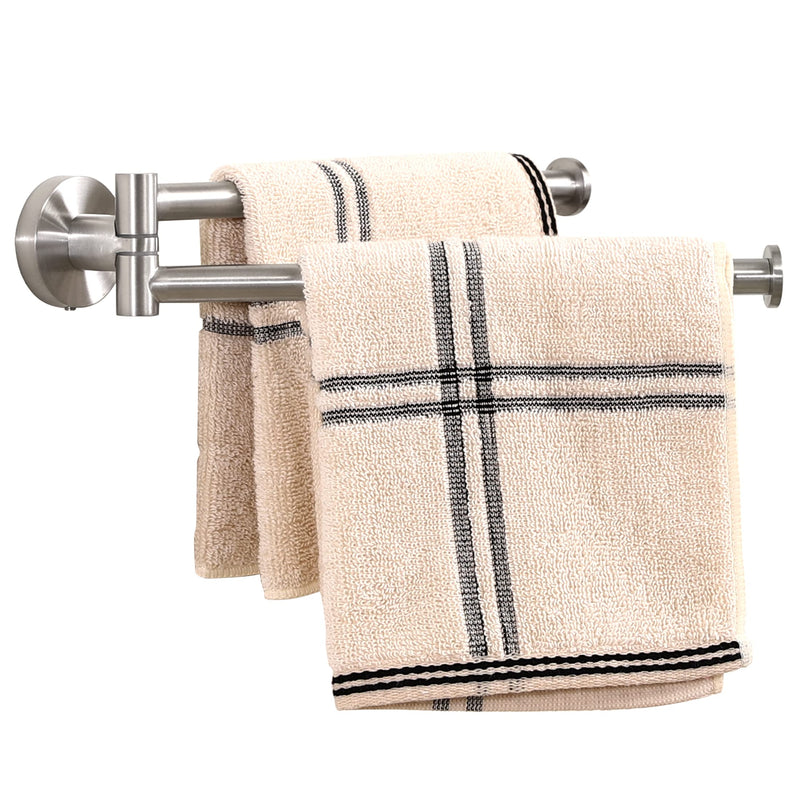 KES Kitchen Swivel Towel Bar 9-Inch, Swivel Towel Rack for Dish Towel, Double Towel Bar 2-Arm Wall Mounted, SUS 304 Stainless Steel, Brushed Finish, A2106S23-2