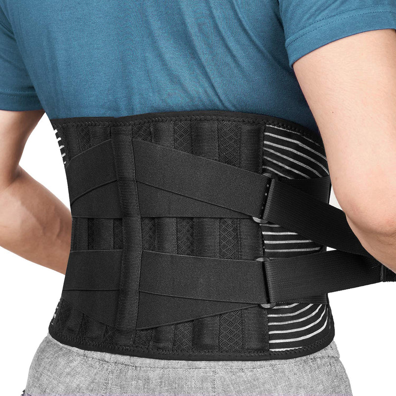 [Australia - AusPower] - FREETOO Back Braces for Lower Back Pain Relief with 6 Stays, Breathable Back Support Belt for Men/Women for work , Anti-skid lumbar support belt with 16-hole Mesh for sciatica(L) Large (Pack of 1) 