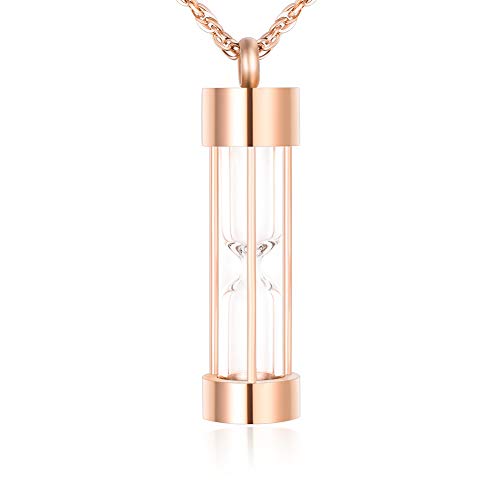 abooxiu Hourglass Urn Necklace for Ashes Cremation Jewelry for Ashes Stainless Steel Memorial Keepsake Ashes Necklace Rose Gold