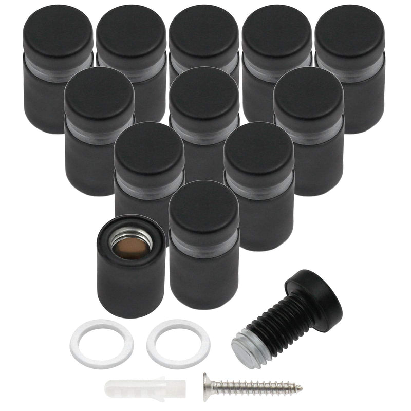 [Australia - AusPower] - Luomorgo 12 Pcs 1/2" x 0.78" Stainless Steel Standoff Screws, Wall Sign Standoff Mounting Hardware Advertising Glass Standoff Nail for Hanging Acrylic Picture Frame, Black Black, 12 Pcs 1/2" x 0.78" / 12mm x 20mm 