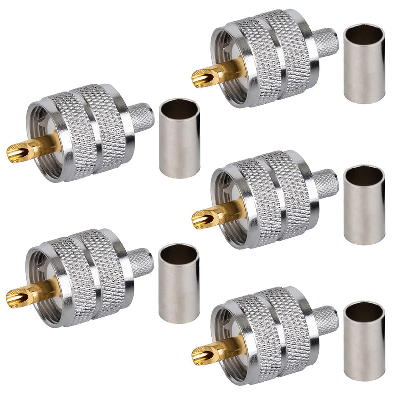 [Australia - AusPower] - RFIOTASY Pack of 5 UHF PL-259 PL259 Male Crimp Coax Connector Adapter Connector for RG8X, LMR240 Coax Cable Compatiable with Ham Radio 5 piece UHF male lmr240 