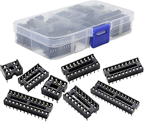 DollaTek 66pcs Dip IC Female Adapter Solder Socket Kit 6/8/14/16/18/20/24/28 Pins