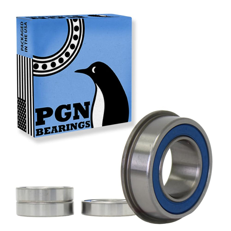 [Australia - AusPower] - (4 Pack) PGN 5/8" x 1-3/8" Flanged Ball Bearing - Replacement for Lawnmower Wheels - Chrome Steel - Lubricated 