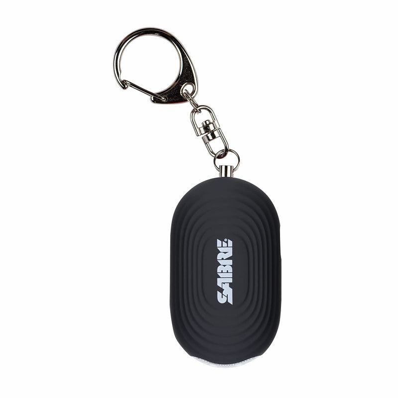[Australia - AusPower] - SABRE 2-in-1 Personal Alarm with LED Light, 130dB Personal Safety Siren, Snap Hook for Instant Access, 1,250 Foot (381 Meters) Range, Compact Design for Easy Attachment to Purse, Bag, or Keys Black 