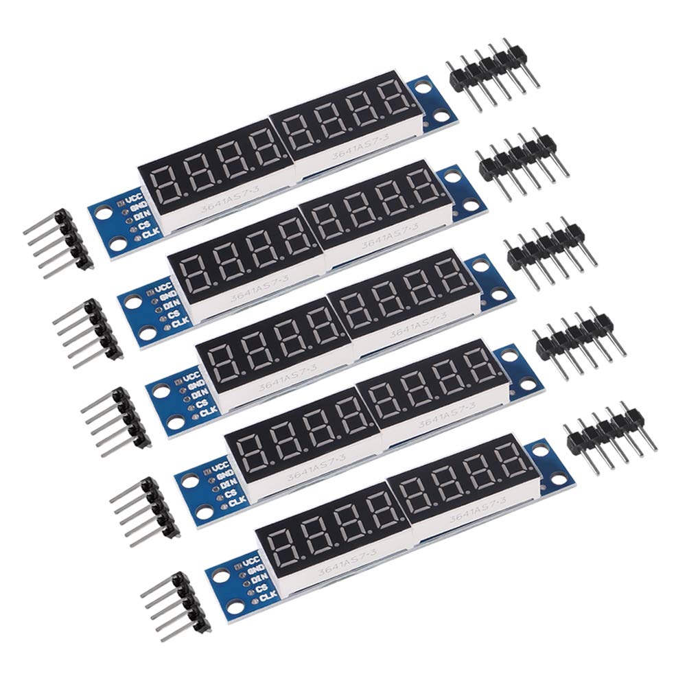 5 PCS 8 Digit 7 Segment Module MAX7219 8 Bit Digital Segment Tube LED Display Module Compatible with Arduino MCU/51/AVR/STM32/Raspberry Pi 4 Model B