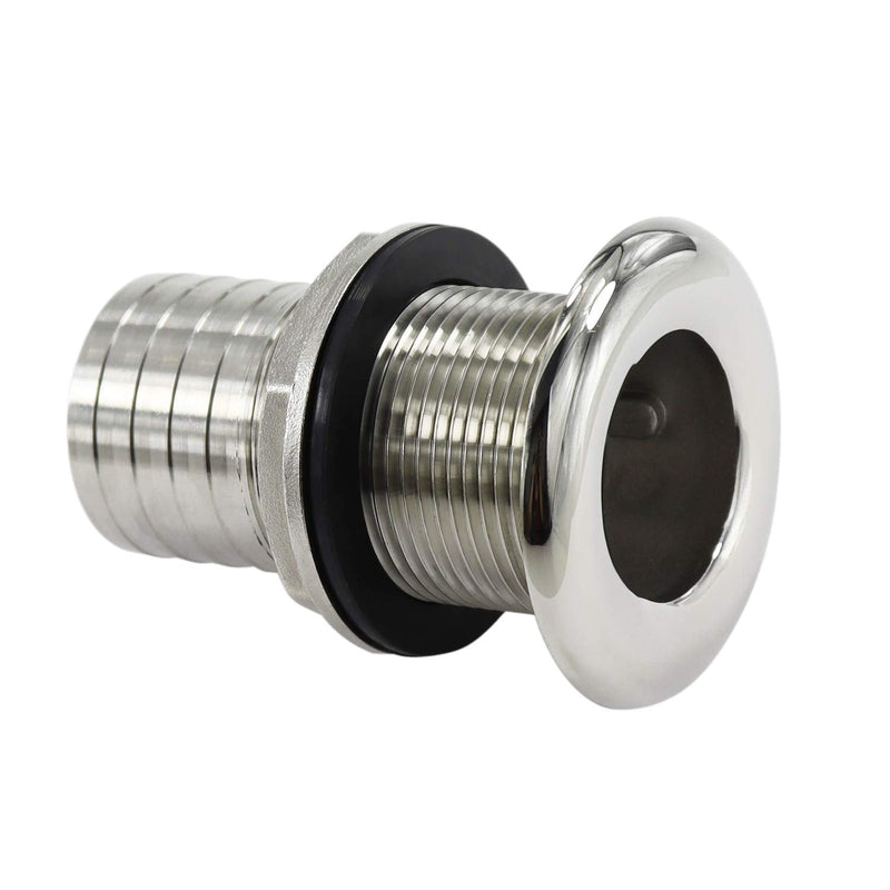 316 Stainless Steel Durable Combo Stainless Steel Thru-Hull Fitting w/Nut with Custom Gasket Boat Plumbing Fittings for Boats, Yachts, Marine 1-1/4" IN I.D.
