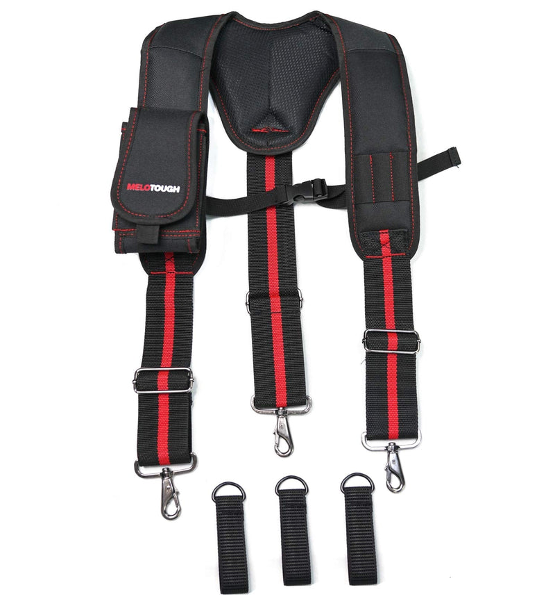 MELOTOUGH Tool Belt Suspenders for Work Belt Suspenders Heavy Duty Padded Suspenders for Electrician/Construction/Farmer Red Color