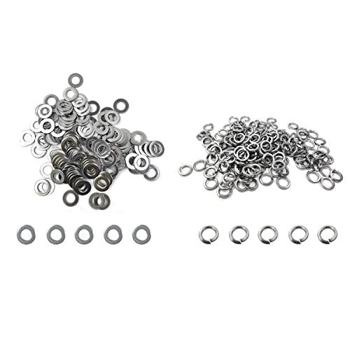 ZAYI M8 304 stainless steel flat washers and split spring lock washers assortment set, 100 sets per pack