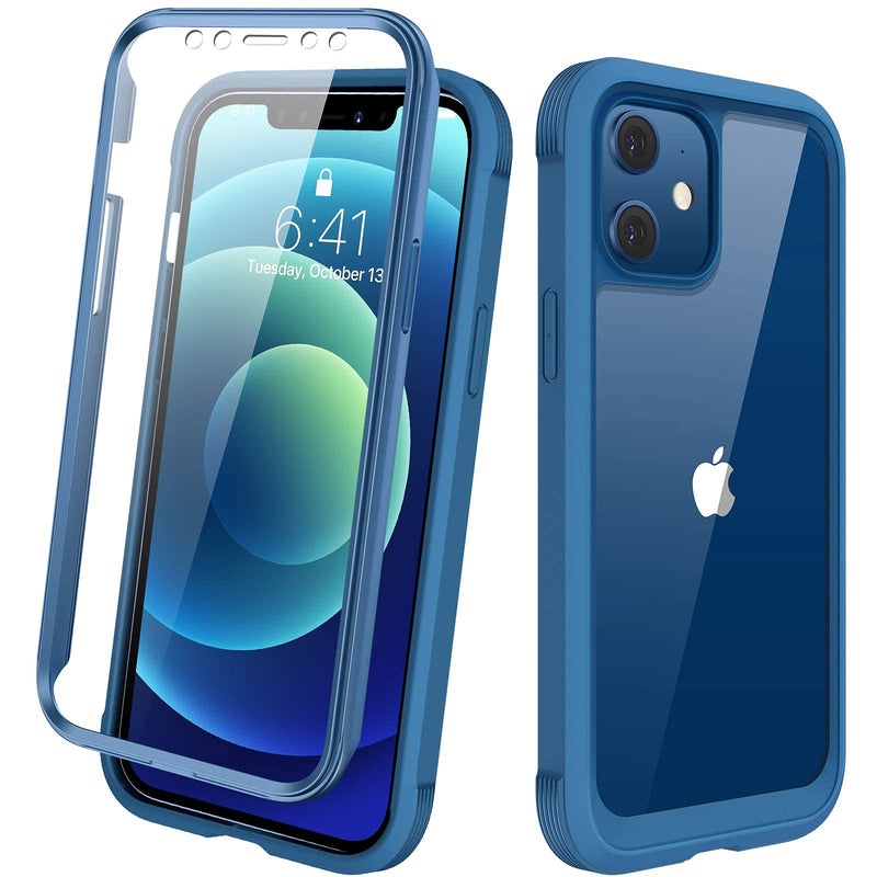 [Australia - AusPower] - Diaclara Designed for iPhone 12/12 Pro Case, Full Body Rugged Case with Built-in Touch Sensitive Anti-Scratch Screen Protector, Soft TPU Bumper Case for iPhone 12/12 Pro 6.1" (Blue and Clear) iPhone 12 & iPhone 12 Pro 6.1" Blue and Clear 