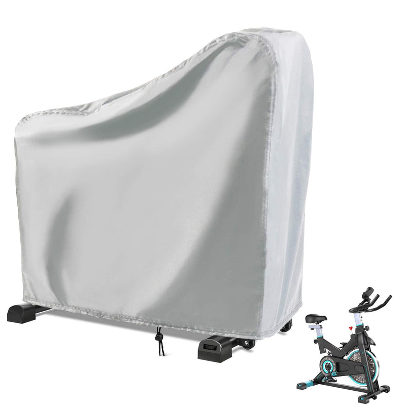 Exercise Bike Cover, Upright Cycling Protective Stationary Bike Covers Outdoor Storage Waterproof Dustproof Bicycle Cover Ideal for Indoor and Outdoor Fitness(Silver) Silver 48"L x 23"W x 56"H