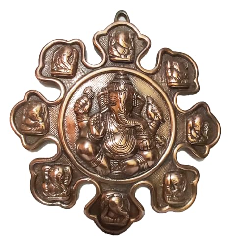 PARIJAT HANDICRAFT Lord Ganesha Metal Wall Hanging Showpiece, Home Decor, Gifting, Astavinayaka,