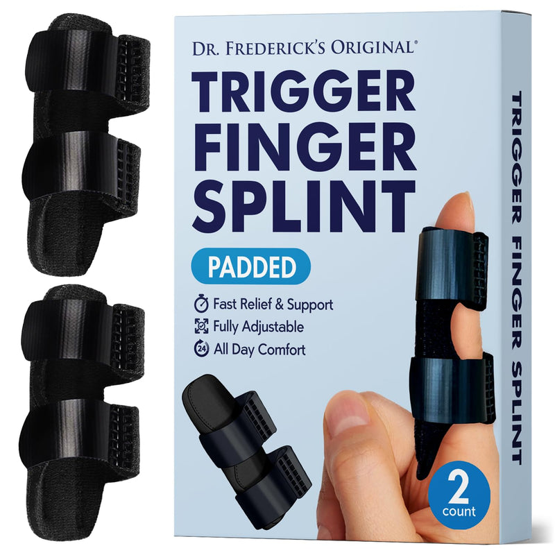 [Australia - AusPower] - Dr. Frederick's Original Trigger Finger Splint - 2ct - Mallet Finger Splint - Finger Brace for Arthritis, Injury, Sprain - Fits Index, Middle, & Ring Finger Pain Regular (2 Splints) 