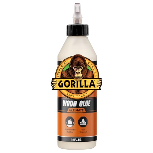 Gorilla Ultimate Waterproof Wood Glue bottle, natural color, 18 oz, 1 pack