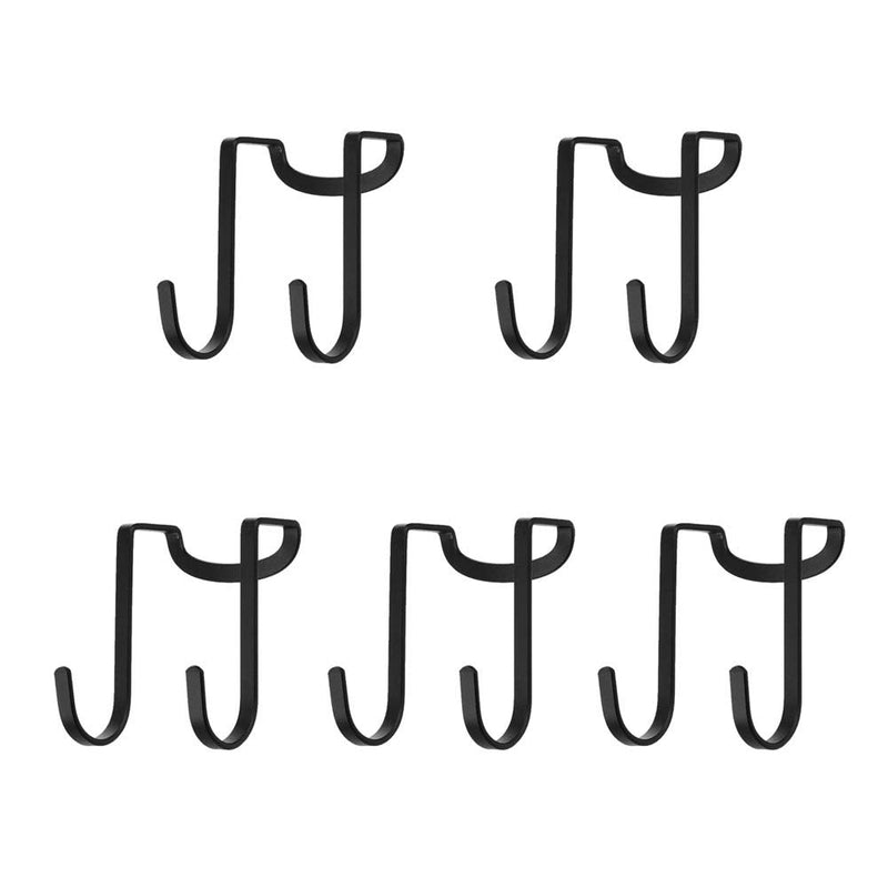 [Australia - AusPower] - Dewell Multi-Use Over Cabinet Hook, 5 Pack, Stainless Steel, Over Door Double Hook for Drawer Cabinet, Closet, Fence, Kitchen and Bathroom, Black S-5 PACK 