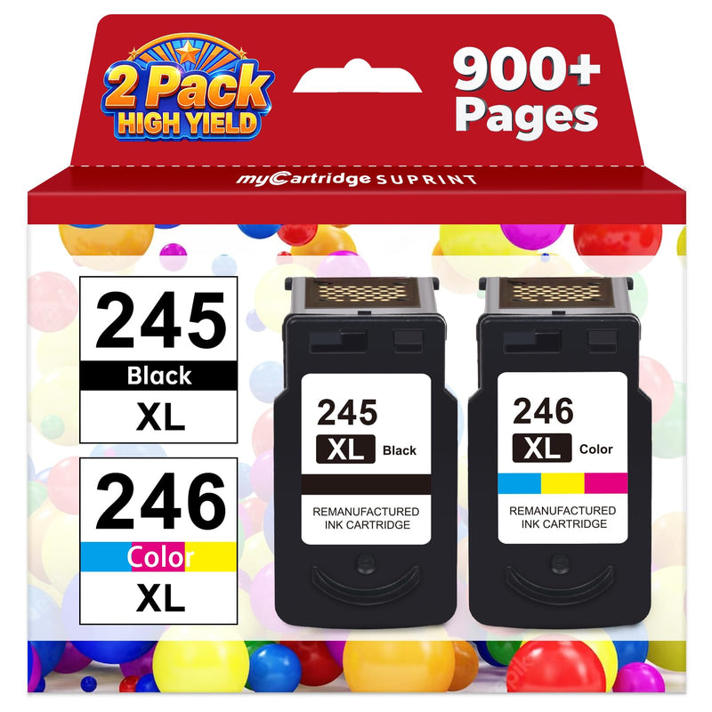 myCartridge SUPRINT 245XL Ink Cartridge Replacement for Canon 245XL 246XL Combo Pack PG-245XL CL-246XL Compatible for Canon ink 245 and 246 for Pixma MG2522 TS3122 TS3322 MX490 TR4520 Printer (2 Pack)