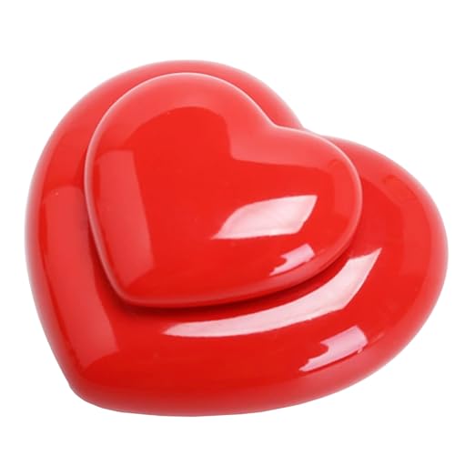 Mini Ceramic Heart-Shaped Urns for Cremation Keepsake (Red)