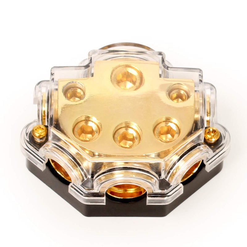 [Australia - AusPower] - JUNPIN HARDWARE Amp Copper Audio Power Distribution Block 0 Gauge AWG in 2/4/8 Gauge AWG 5 Way Out for Audio Splitter Ground Distribution Connecting Block 