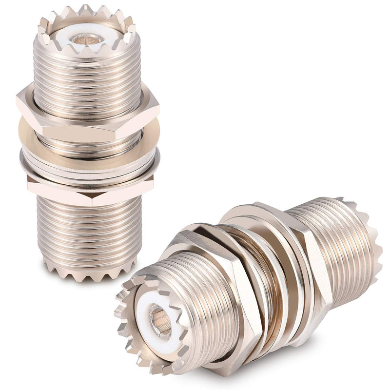 [Australia - AusPower] - XRDS-RF 2pcs PL-259 Bulkhead Connector 50Ω Impendence UHF Female to UHF Female Adapter SO239 Nut Bulkhead Panel Mount CB Radio Adapter 